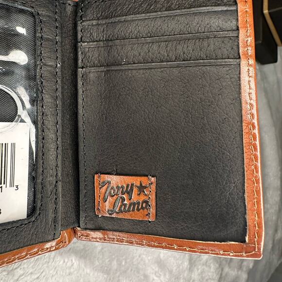Tony Lama RFID Tri-Fold Wallet Genuine Leather Southwest Aztec Tribal Cowboy - Picture 6 of 11